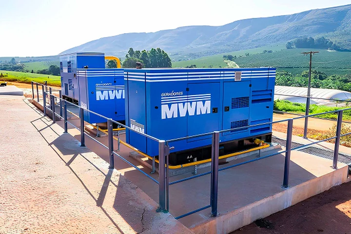 Two MWM canopied diesel generating sets installed on a concrete plinth
